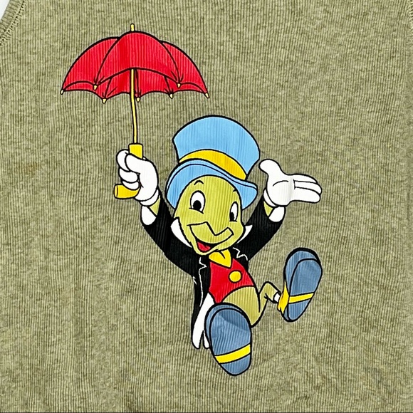 Disney Store Womens Sz Large JIMINY CRICKET Jimmy Green Ribbed Tank Top NO FLAWS - Picture 2 of 4